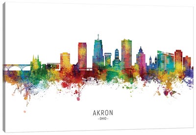 Akron Ohio Skyline City Name Canvas Art Print - Scenic & Nature Typography