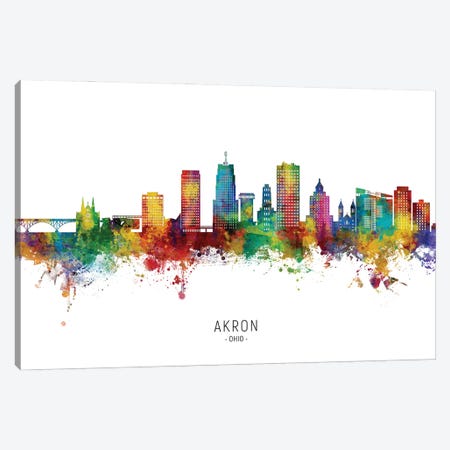 Akron Ohio Skyline City Name Canvas Print #MTO3256} by Michael Tompsett Canvas Print