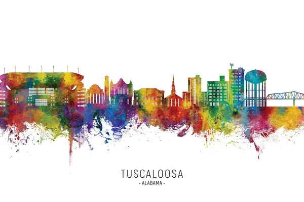 Alabama: Tuscaloosa Alabama Skyline City Name by Michael Tompsett