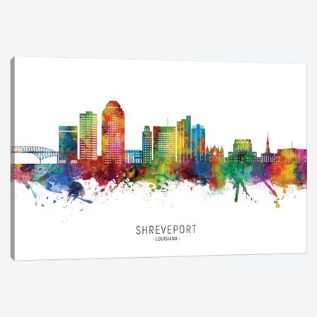 Shreveport Louisiana Skyline City Name Canvas Print #MTO3266} by Michael Tompsett Canvas Art