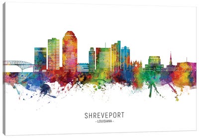 Shreveport Louisiana Skyline City Name Canvas Art Print - Louisiana Art
