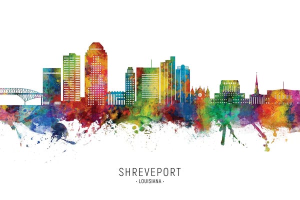 Michael Tompsett: Shreveport Louisiana Skyline City Name by Michael Tompsett
