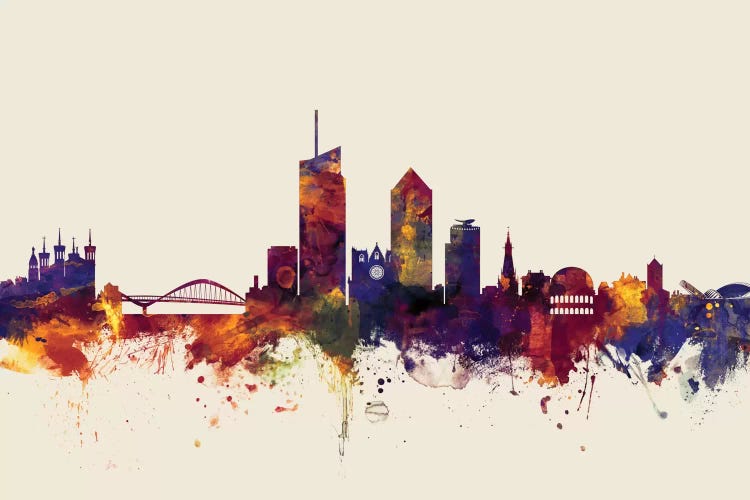 Lyon, France On Beige by Michael Tompsett wall art