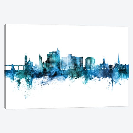 Portland Maine Skyline Blue Teal Canvas Print #MTO3270} by Michael Tompsett Canvas Art
