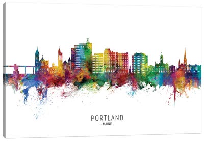 Portland Maine Skyline City Name Canvas Art Print - Portland Art