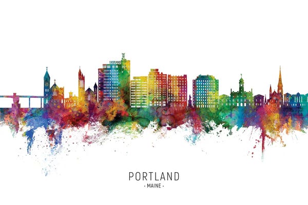 Oregon: Portland Maine Skyline City Name by Michael Tompsett