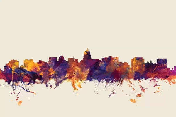 Wisconsin: Madison, Wisconsin, USA On Beige by Michael Tompsett