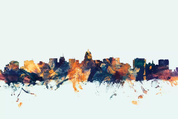 Madison, Wisconsin, USA On Blue by Michael Tompsett wall art
