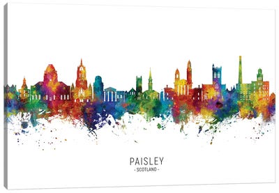 Paisley Scotland Skyline City Name Canvas Art Print - Scotland Art