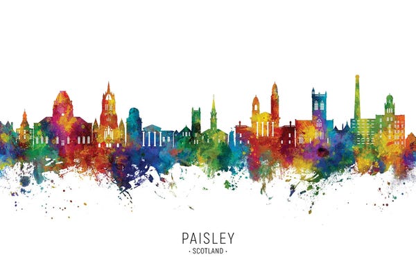 Scotland: Paisley Scotland Skyline City Name by Michael Tompsett