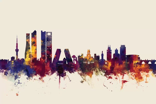 Community Of Madrid: Madrid, Spain On Beige by Michael Tompsett