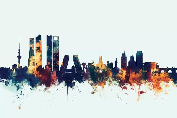 Community Of Madrid: Madrid, Spain On Blue by Michael Tompsett