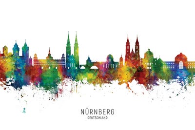 Nurnberg Deutschland Skyline City Name by Michael Tompsett canvas print