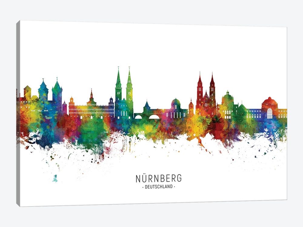 Nurnberg Deutschland Skyline City Name by Michael Tompsett 1-piece Canvas Art