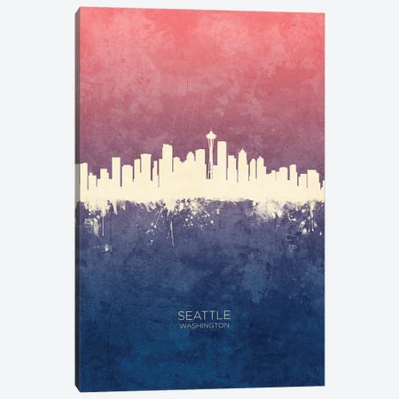 Seattle Washington Skyline Blue Rose Canvas Print #MTO3330} by Michael Tompsett Art Print