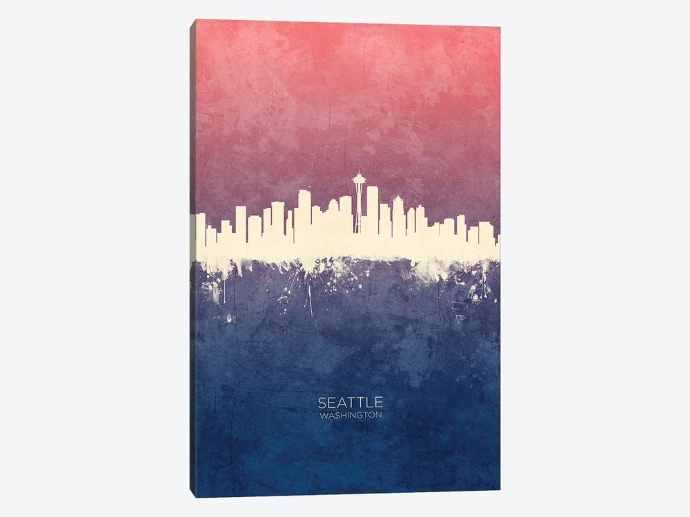 Seattle Washington Skyline Blue Rose by Michael Tompsett 1-piece Canvas Art