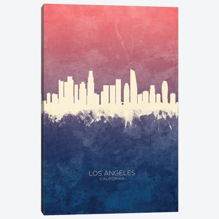 Los Angeles California Skyline Blue Rose Canvas Print #MTO3331} by Michael Tompsett Art Print