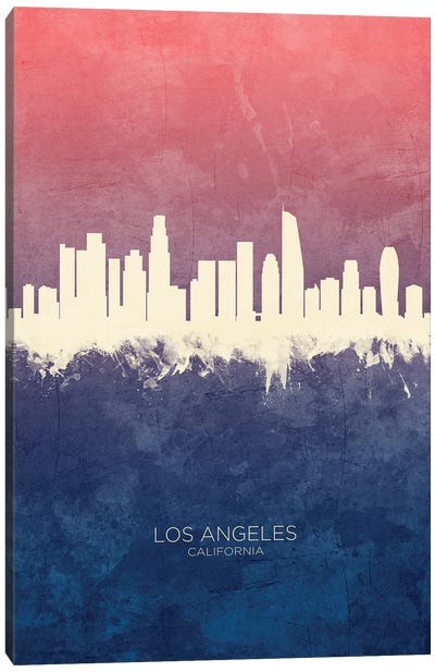 Los Angeles California Skyline Blue Rose Canvas Art Print - Los Angeles Skylines