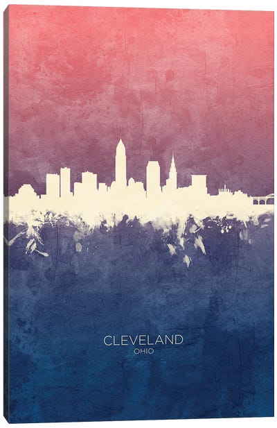 Cleveland Ohio Skyline Blue Rose Canvas Art Print - Ohio Art