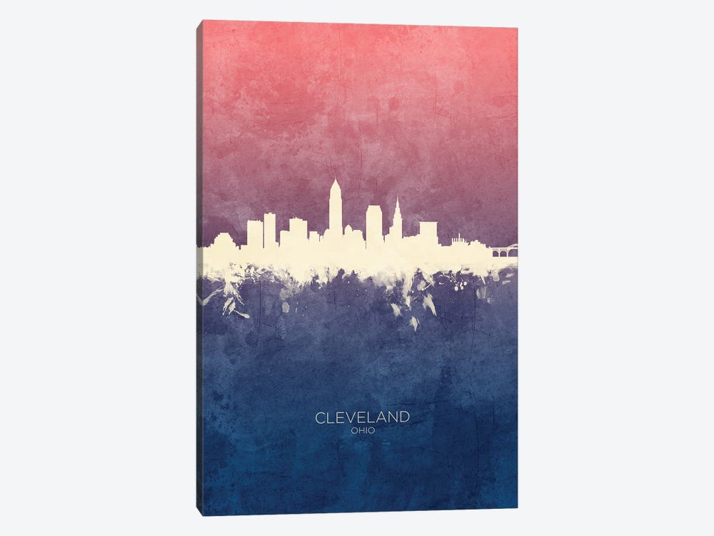 Cleveland Ohio Skyline Blue Rose by Michael Tompsett 1-piece Canvas Art
