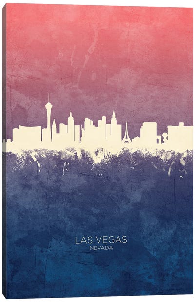 Las Vegas Nevada Skyline Blue Rose Canvas Art Print - Las Vegas Skylines