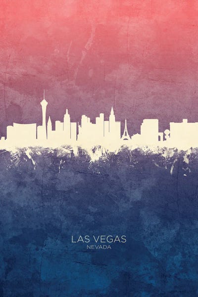 Las Vegas: Las Vegas Nevada Skyline Blue Rose by Michael Tompsett