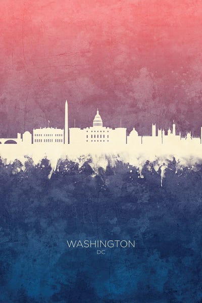 Washington, D.C. Skylines: Washington DC Skyline Blue Rose by Michael Tompsett