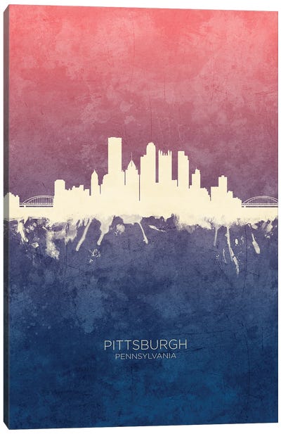 Pittsburgh  Skyline Blue Rose Canvas Art Print - Pittsburgh Art