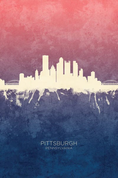 Pittsburgh Skylines: Pittsburgh  Skyline Blue Rose by Michael Tompsett