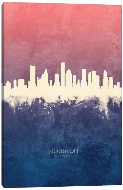 Houston Texas Skyline Blue Rose Canvas Art Print - Houston Art