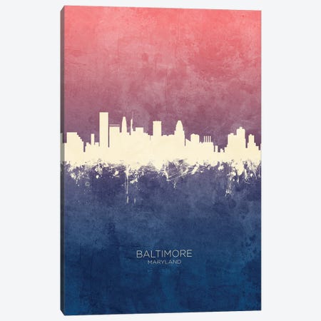 Baltimore Maryland Skyline Blue Rose Canvas Print #MTO3337} by Michael Tompsett Canvas Artwork