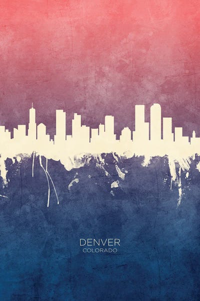 Colorado: Denver Colorado Skyline Blue Rose by Michael Tompsett
