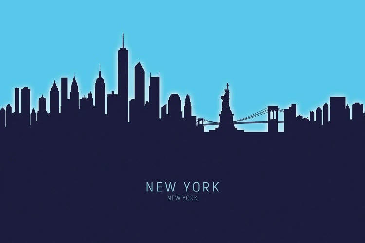 New York New York Skyline Glow Blue