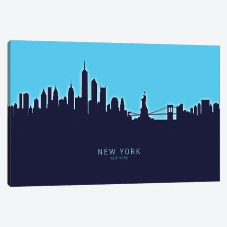 New York New York Skyline Glow Blue Canvas Print #MTO3345} by Michael Tompsett Canvas Art Print