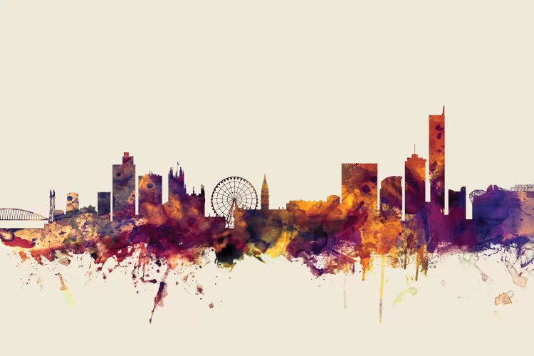 Beige Background Skyline Of Manchester, England, United Kingdom by Michael Tompsett wall art