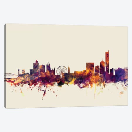 Manchester, England, United Kingdom On Beige Canvas Print #MTO334} by Michael Tompsett Canvas Wall Art