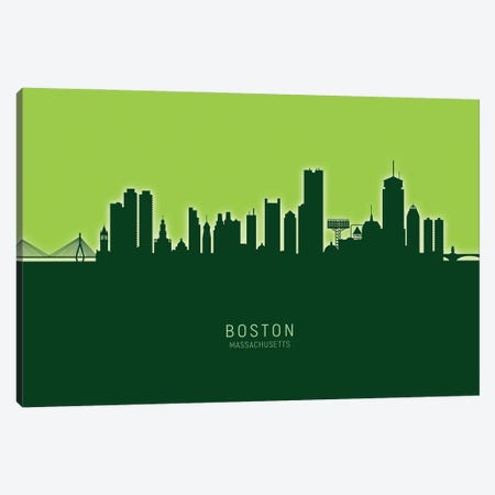 Boston Massachusetts Skyline Glow Citrus Canvas Print #MTO3351} by Michael Tompsett Canvas Print