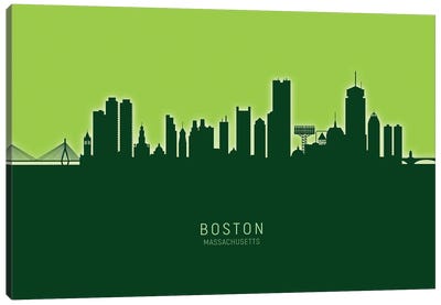 Boston Massachusetts Skyline Glow Citrus Canvas Art Print - Boston Skylines