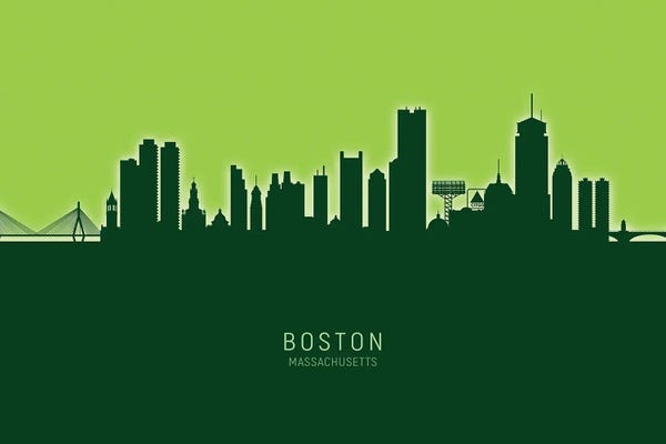 Massachusetts: Citrus Glow Boston Massachusetts Skyline by Michael Tompsett