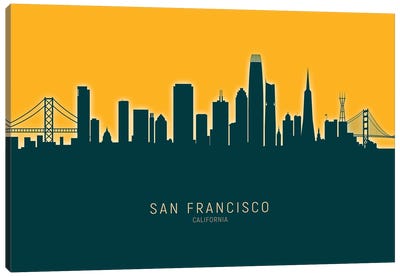 San Francisco  Skyline Glow Mango Canvas Art Print - San Francisco Skylines