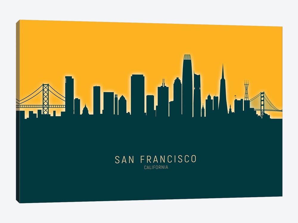 San Francisco  Skyline Glow Mango by Michael Tompsett 1-piece Art Print