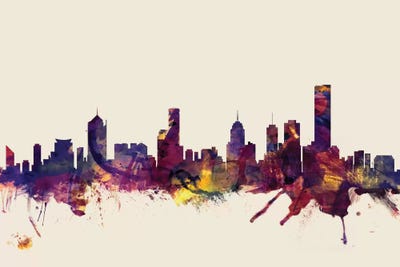 Melbourne, Australia On Beige by Michael Tompsett canvas print