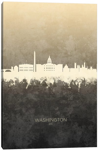 Washington DC Skyline Taupe Canvas Art Print - Washington DC Skylines