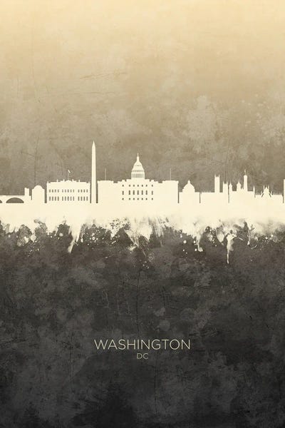 Washington, D.C. Skylines: Washington DC Skyline Taupe by Michael Tompsett