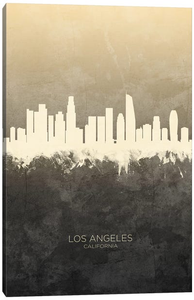 Los Angeles California Skyline Taupe Canvas Art Print - Los Angeles Skylines