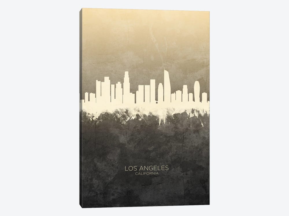 Los Angeles California Skyline Taupe by Michael Tompsett 1-piece Art Print
