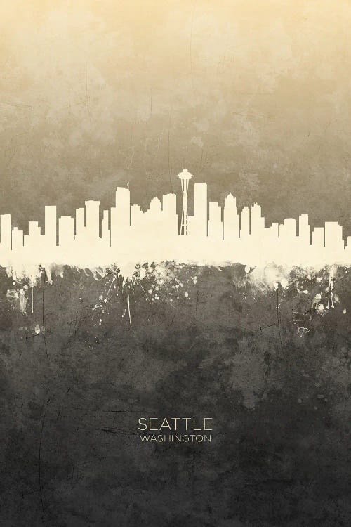 Seattle Washington Skyline Taupe