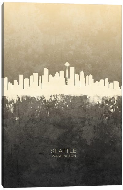 Seattle Washington Skyline Taupe Canvas Art Print - Seattle Art