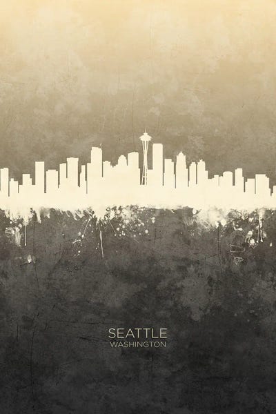 Seattle: Seattle Washington Skyline Taupe by Michael Tompsett