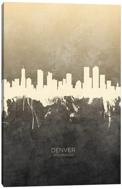 Denver Colorado Skyline Taupe Canvas Art Print - Denver Art